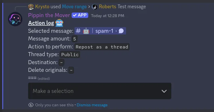 step 2 for moving messages into a private thread