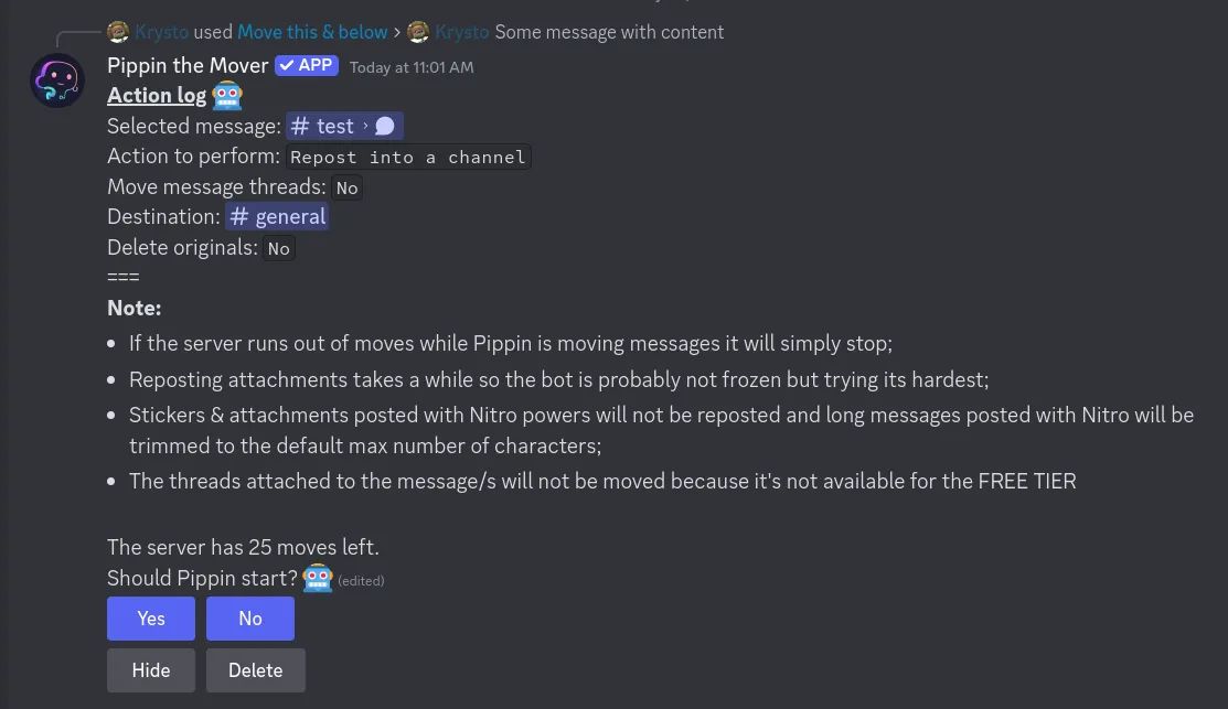 step 1 moving all messages confirmation for free tier