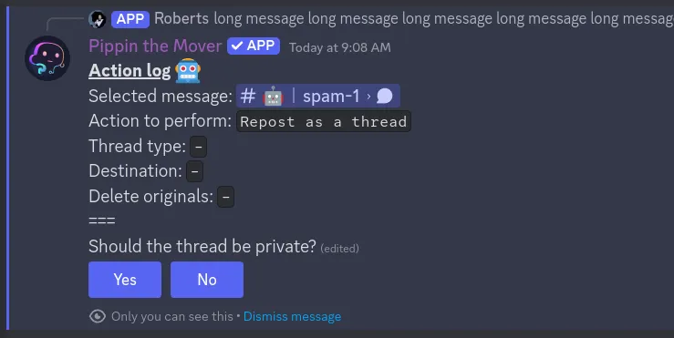 step 1 for moving messages into a private thread