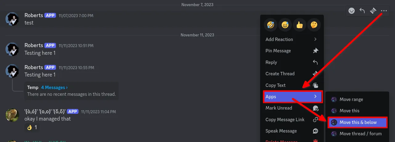 step 1 for moving all messages