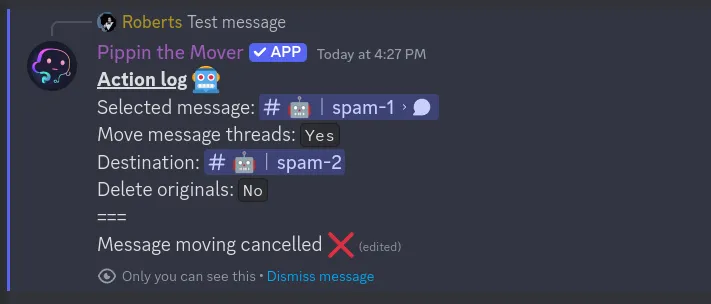 step 2 for moving a message confirmation