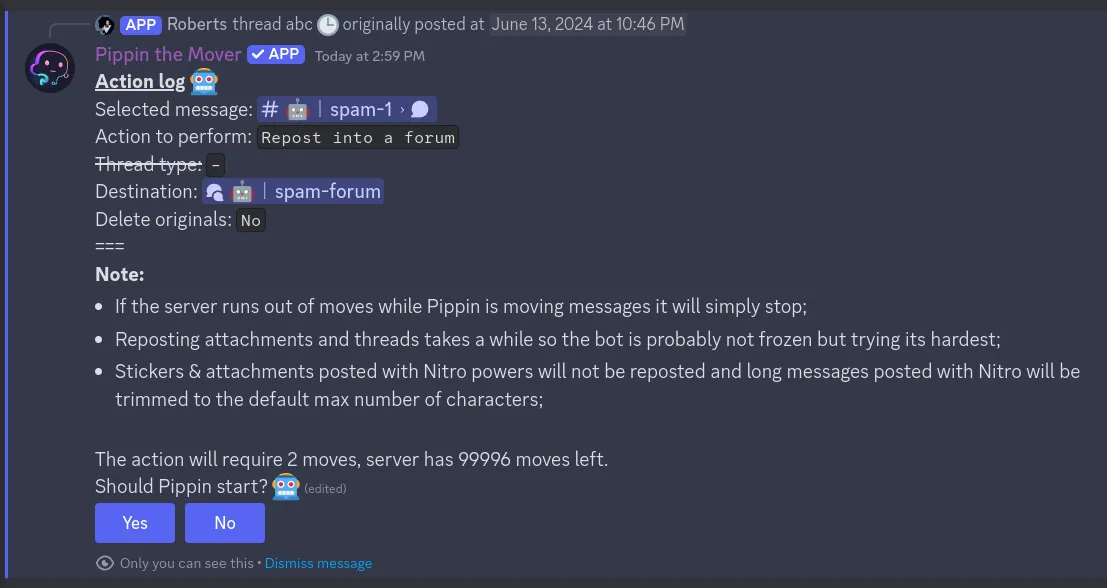 step 1 for moving thread or forum post confirmation