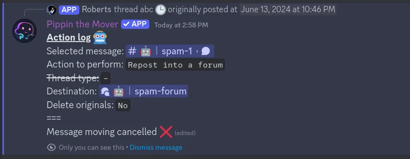 step 2 for moving thread or forum post confirmation