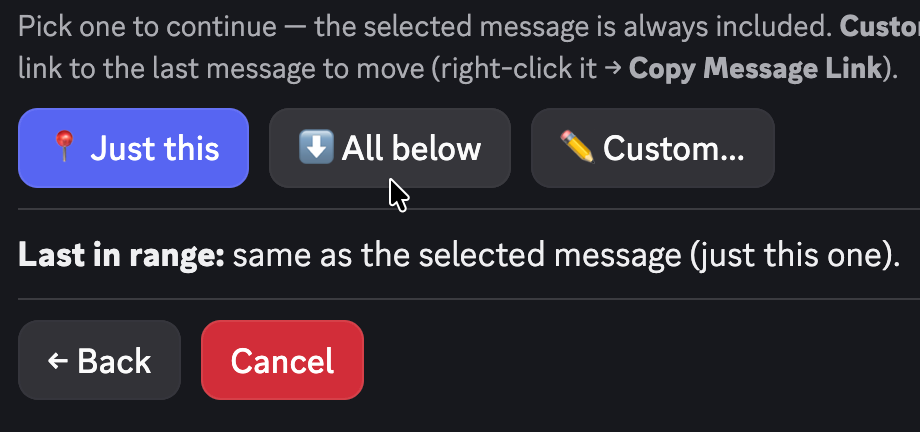 All below, which takes the starter and every reply after it