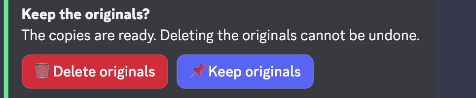 Keep the originals?, with Delete originals and Keep originals